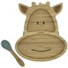 Eco Mikro PIATTO IN BAMBOO CON VENTOSA E CUCCHIAIO - GIRAFFA VERDE
