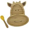 Eco Mikro PIATTO IN BAMBOO CON VENTOSA E CUCCHIAIO - GIRAFFA GIALLO