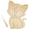 Eco Mikro PIATTO IN BAMBOO CON VENTOSA E CUCCHIAIO - GATTO