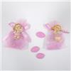Nene Shop SACCHETTINO CONFETTI SEGNAPOSTO BOMBONIERA NASCITA BATTESIMO MAGNETE BIMBA ROSA