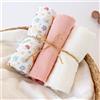 KIOKIDS SET 3 COPERTINE NEONATO IN MUSSOLA DI BAMBOO E COTONE 70X70 CM - ROSA