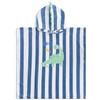 SWIM ESSENTIALS PONCHO MARE BAMBINO IN SPUGNA BIANCA E BLU CON CAPPUCCIO - DINO