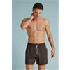 Intimissimi Costume Boxer Mare In 100% Lino A Tinta Unita Marrone