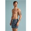 Intimissimi Costume Boxer Mare In 100% Lino Con Stampa Floreale Blu Blu