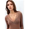 Intimissimi Maglia Scollo A V Ultralight Con Cashmere E Pizzo Naturale