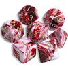 QMAY DND Set di 7 dadi poliedrici per Donjons e Dragons MTG RPG D&D D20, D12, D10, D%, D8, D6, D4 (Rosso Mescolato al Bianco)