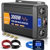 Starkbaer 3000W/6000W Inverter 24V 220V Onda Pura, Trasformatore 220V 24V, Convertitore per Auto, Con schermo LCD, telecomando, presa CA e USB-C. Per camper, auto, solare, campeggio e blackout [Classe A+]