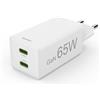 Hama Caricatore rapido GaN 2X USB-C PD/Qualcomm Mini Caricatore 65 W Caricatore rapido PD/Qualcomm® Mini Caricabatterie W Bianco