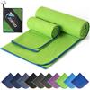 Jokisa 2 Set Asciugamano Microfibra (180x90cm Telo Grande+100x50cm Telo Palestra),Asciugatura Rapida e Senza Sabbia Telo Mare,Asciugamani Palestra Adatto per Fitness,Spiaggia，Verde - Blu