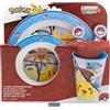 STOR Set Stoviglie per Bambini Pokémon - Bicchiere Piatto Ciotola Posate - Plastica Resistente Microonde - Senza BPA - Pasti Bambini