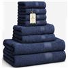 HomeBurg Luxe Set asciugamani 8 pezzi: salviette (30×30 cm), asciugamani (40×70 cm) & teli bagno (65×137 cm) - 100% cotone, morbidi, assorbenti, Blu Marina