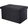 INTIRILIFE Panca pieghevole 49x30x30cm in BLACK - Cubo di seduta in tessuto con vano portaoggetti e coperchio in look lino - Cubo di seduta poggiapiedi pieghevole con cassetto portaoggetti - Sgabello
