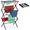 Relaxdays Stendibiancheria, Pieghevole, Verticale, 11 Aste, Salvaspazio, Stendino a Torre Compatto, Metallo, nero