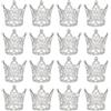 QUARKZMAN 16pz Mini Cake Toppers Crown, Crown Argento Regina Principessa Lega Piccola Tiara Cuore con Perle e Strass per Decorare Torte Compleanno Feste, Piccola Crown Cuore