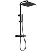 JOHO Colonna Doccia in Acciaio INOX con Miscelatore Termostatica, Asta Doccia Saliscendi con Soffione e Doccetta, Set Doccia a Pioggia con Soffione 30x30 cm Nero