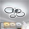 DELIPOP Plafoniera LED Soffitto Dimmerabile, 32W 3600LM Lampadario Camera da Letto con Telecomando 3000K-6500K, Rotonda Nero Lampada LED Soffitto Moderna per Soggiorno, Sala da Pranzo