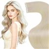 LaaVoo Extension Capelli Veri Biadesivo 20pz Biondo Candido Umani Lisci Remy Extension Biadesive Capelli Veri Invisibile Adesive 30cm 30g #613