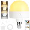 Fynokst Lampadina ricaricabile USB-C con controllo remoto, 3 colori, lampadina LED E14 dimmerabile con batteria, 5 W Touch Control con funzione temporizzata, luce emergente con magnetico, 1 Pezzis