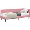 vidaXL Struttura letto angolare con materasso e testiera, 2 pezzi, grigio, tessuto velluto