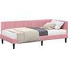 vidaXL Struttura letto angolare con materasso e testiera, 2 pezzi, grigio, tessuto velluto