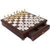Italfama Ottone Set di Scacchi Oro Argento Pezzi Su Olmo Scheda Con Cassetto