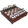 Italfama Mano Metallo Set di Scacchi 32cm Legno Scheda Con Cassetto Oro Argento