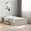 Vidaxl Giroletto Cassetti Rovere Sonoma 90x200 cm Legno Multistrato