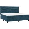 vidaXL Letto a Molle con Materasso e LED Blu Scuro 200x200 cm, letto, rete letto, letto matrimoniale, giroletto, base letto, letto in velluto