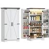 HOMCOM Credenza Cucina, Mobile Cucina Conservazione, Lavastoviglie con 12 Ripiani a Porte Luce LED Magnetica Doppia Porta di Fienile, per Sala da Pranzo Soggiorno, 60x40x120 cm, Bianco