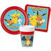 PROKOS S.A. - DECORATA PARTY Procos Set Stoviglie Pokemon per 8 Persone, Kit Festa Compleanno, 8 Piatti 19,5 cm, 20 Tovaglioli 33×33 cm, 8 Bicchieri 200 ml (36 Pezzi)