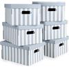 Compactor - Set di 6 scatole portaoggetti in cartone Shirt - Strisce blu e bianche - Coperchio in tinta unita - Formato rettangolare 40 x 31 x 21 cm - Fabbricazione francese - Ufficio, spogliatoio