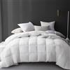 Hotel Grand Piumino di lusso in piuma d'oca, per letto king size, 100% cotone, per tutte le stagioni, per letto king size, soffice, medio calore, con 8 passanti angolari, bianco, 260 x 228 cm