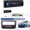 ALPINE Kit Radio Autoradio ALPINE UTE-200BT mascherina 1DIN Grigia FIAT PANDA 2003>2011