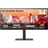 LG Monitor Curvo 34" Wide Quad HD 3440x1440 IPS Nero