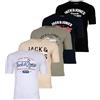 JACK & JONES JACK&JONES - Maglietta da uomo JJLEOGRA Tee Crew Neck, manica corta, girocollo, cotone, stampa logo, Nero/Bianco/Blu/Beige, XXL