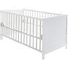 roba Letto Evolutivo per Bambini, 70 x 140 cm, Regolabile in Altezza su 3 Posizioni, 3 Barre Rimovibili, da 0 a 7 Anni, Legno Laccato Bianco