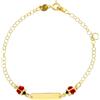 LUXURY MILANO Bracciale da bimba in oro giallo 9kt con targa e coccinelle smaltate