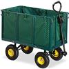 Relaxdays Carrello da Giardino, Carretto Grande con Sponde Pieghevoli, Telo Estraibile con Manici, Max. 500kg, Verde