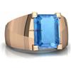 Artik Jewels Naturale Topazio Blu Gemma Con Placcato Oro 925 Argento Sterling Uomo Ring #460
