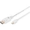 DIGITUS Cavo adattatore DisplayPort - da mini DP a DP - FullHD 1080p/60Hz - 2m - bloccaggio - Displayport 1.1a - Compatibile con MacBook, Mac, PC