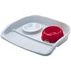 Ferplast Vassoio con ciotole per cani e gatti LINDO Doppia mangiatoia per animali, Base in plastica resistente, Piedini antiscivolo, Due ciotole incluse capacità 0,6 L, 44,5 x 34 x h 7 cm Rosso