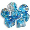 QMAY DND Dice - Set di dadi poliedrici - 7 pezzi per Dungeon and Dragons MTG RPG D&D D20, D12, D10, D%, D8, D6, D4 (azzurro traslucido)