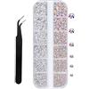 VICZON 1440pcs Strass Cristallo 6 Dimensioni per Nail Art, Unghie AB e Trasparente, Glitter Brillantini Decorazioni con Pinzette