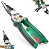 Aurobest 8 in 1 Pinza Spelafili con Tester Tensione, Pelacavi, Spellafili, Spellacavi Professionale, Pinze Elettricista, Utensile Taglio Multifunzione per Tagliare, Crimpatura, Trafilatura Cavi (Verde)