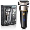 Focenat Rasoio Barba Elettrico Uomo, Wet & Dry Foil Shaver, Rasoio Elettrico Barba con Regolabarba Pop-Up Trimmer, Display Digitale di Potenza, Rasoio Elettrico a Lamina da Uomo Ricaricabile