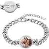 Fanery Sue Bracciale Con Foto Personalizzata per Donna, Bracciale Con Foto Gioiello Con Incisione Testo,Regali Personalizzati per Anniversario/Festa Della Mamma per Donne/Coppie/Amici(Argento