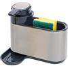 Erreke Dispenser Sapone Cucina, Porta Sapone Cucina con Porta Spugna, in Acciaio Inossidabile, Dosatore Detersivo Piatti Lavello da Cucina, Argento
