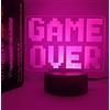 QQY Luce notturna 3D, Lampada da illusione ottica 3D colorata a LED Lampada da tavolo da tavolo con luce notturna USB a sfioramento per i regali dei bambini delle ragazze dei ragazzi (GAMEOVER)