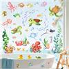 Supzone Adesivi Finestra Animale Marino Vetrofanie Tartaruga Marina Mare Decorazioni Primavera e Estate, Decorazioni per Vetri Anti-Uccelli Adesivi Statici per Finestre per Bambini