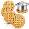 com-four® 4x sottopentola rotondi in bambù, protezione resistente | padelle - pirofile e piatti